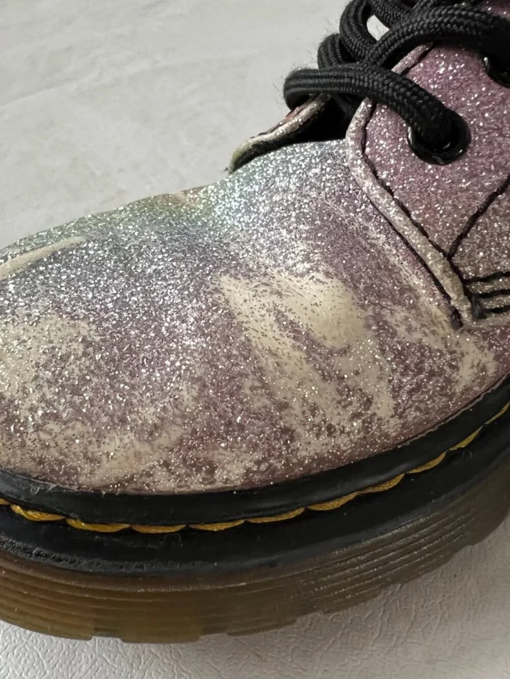 Dr Martens Boots Junior 1460 Rainbow Glitter Lace Up zip kids 13 combat docs